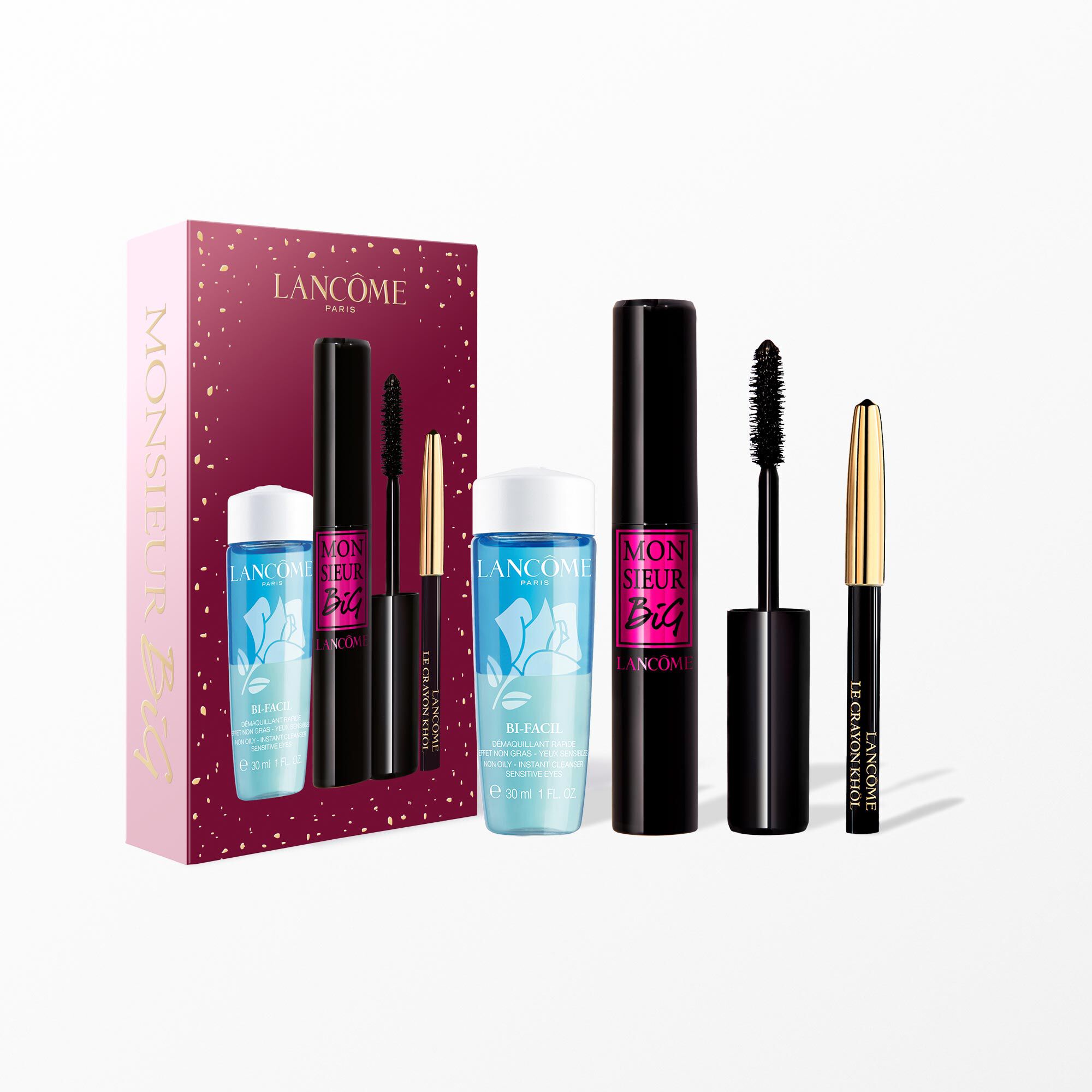 Monsieu Big holiday set containing: FULL SIZE MONSIEUR BIG MASCARA - MINI CRAYON KHOL LINER - BI FACIL EYE 30ML