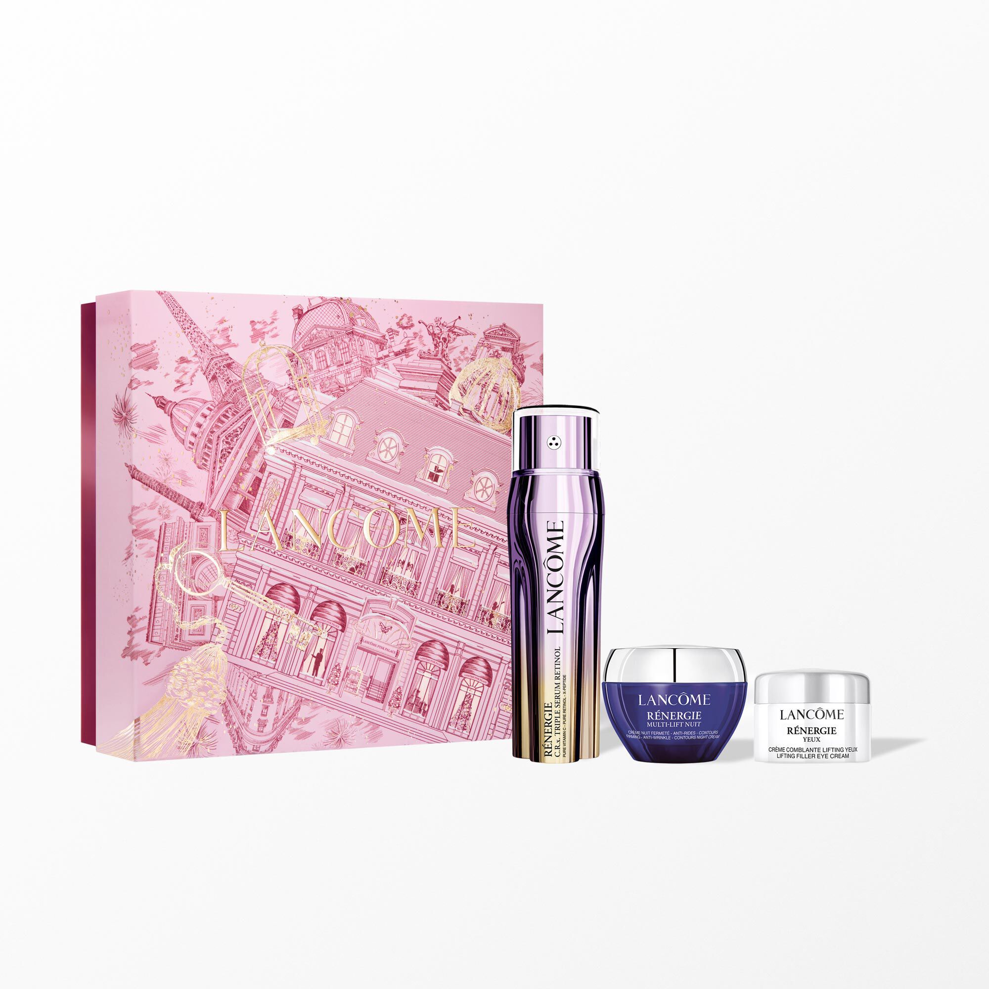 Renergie holiday set containing:- RENERGIE C.R.X TRIPLE SERUM RETINOL 50ML - RENERGIE MULTI LIFT NUIT CREAM 15ML - RENERGIE EYE CREAM 5ML MINI