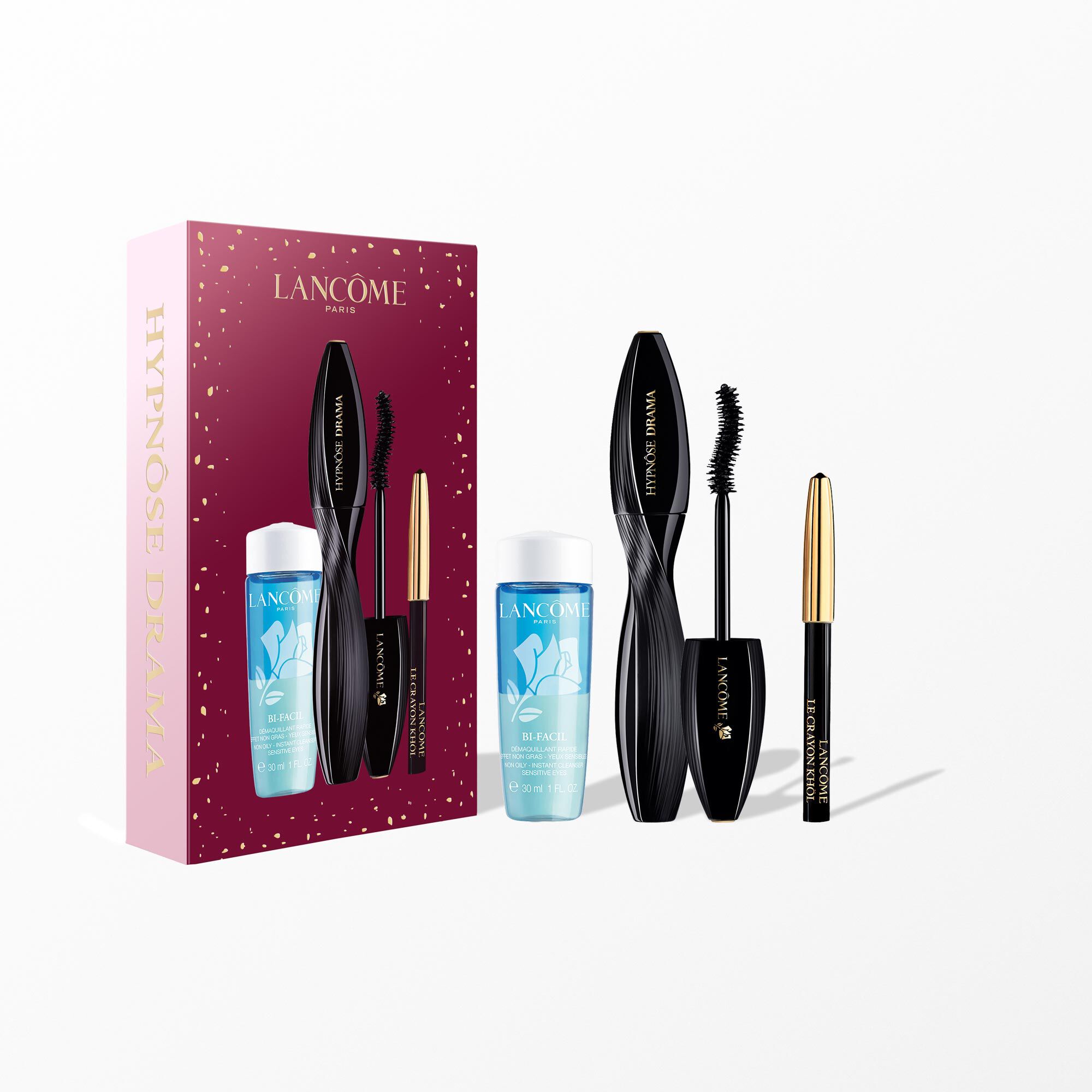 Hypnose Drama holiday set containing: FULL SIZE HYPNOSE DRAMA MASCARA - MINI CRAYON KHOL LINER - BI FACIL EYE 30ML